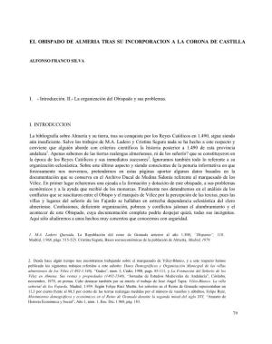 El Obispado De Almeria Tras Su Incorporacion a La Corona De Castilla