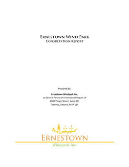 Ernestown Wind Park Consultation Report