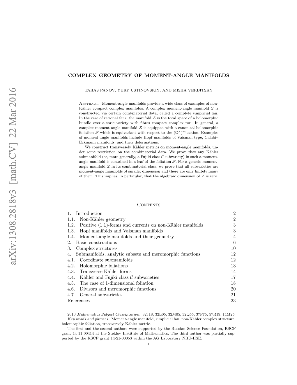 Complex Geometry of Moment-Angle Manifolds