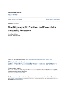 Novel Cryptographic Primitives and Protocols for Censorship Resistance