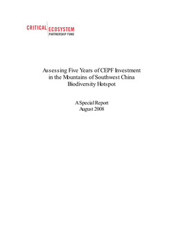 Mountains of Southwest China Five-Year Assessment, 2008