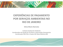 Experiências De Pagamento Por Serviços Ambientais No Rio De Janeiro