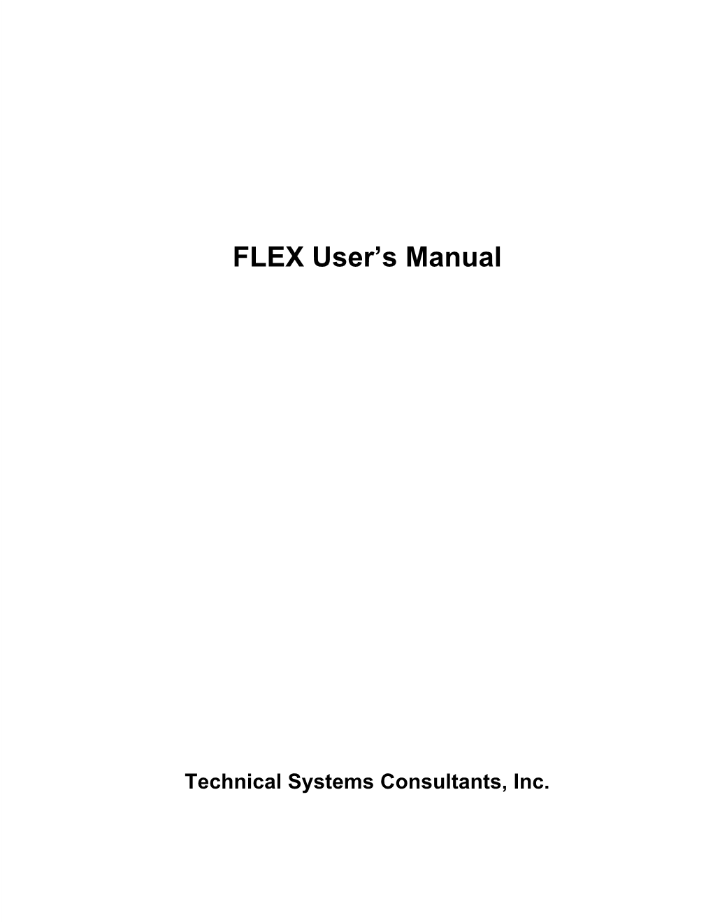FLEX User's Manual