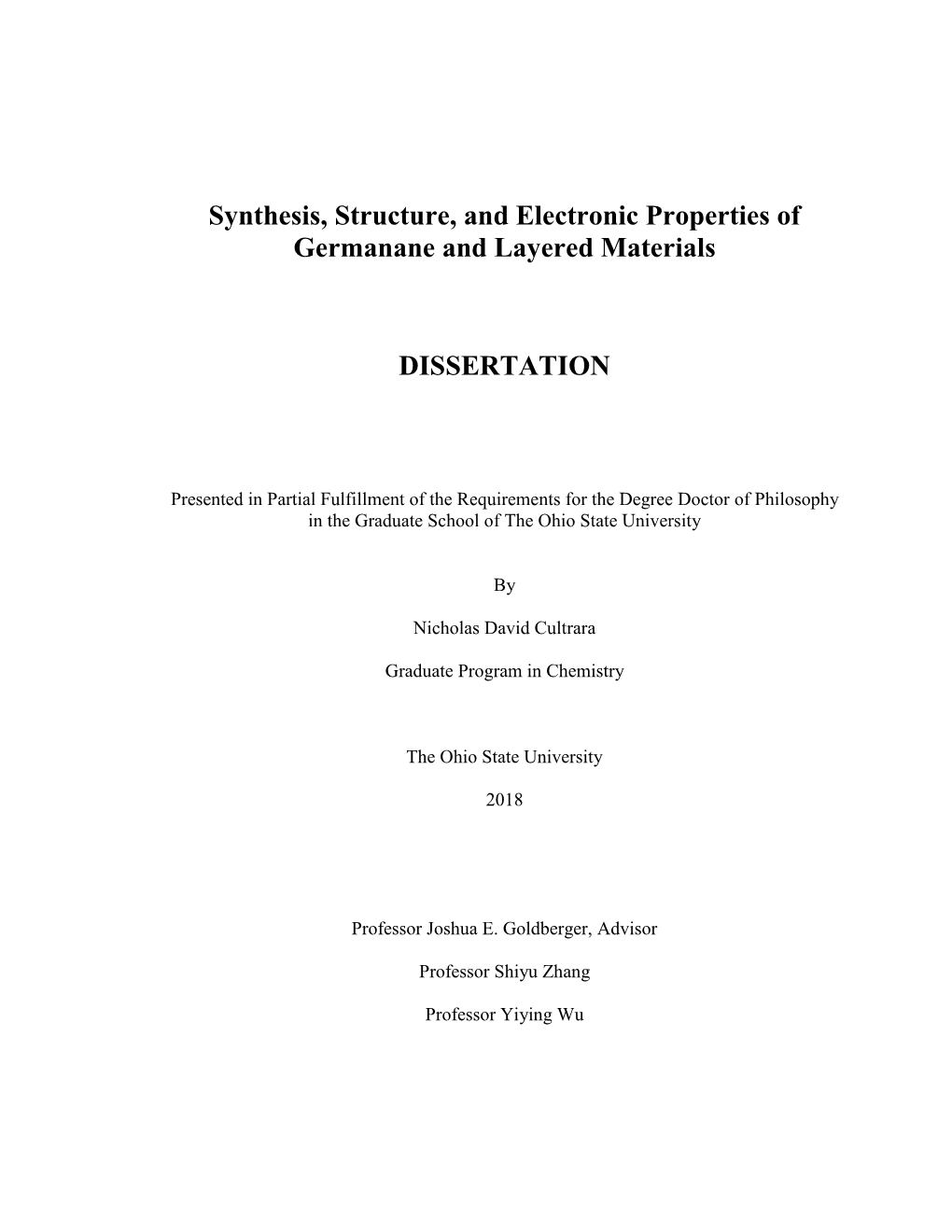 Synthesis, Structure, and Electronic Properties of Germanane and Layered Materials