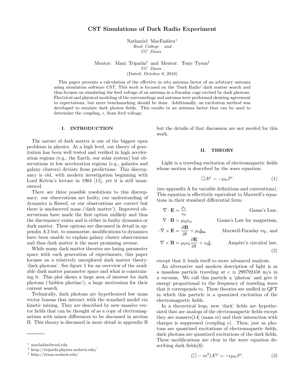 CST Simulations of Dark Radio Experiment