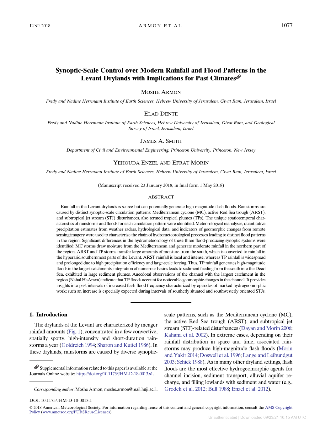 Downloaded 09/23/21 10:15 AM UTC 1078 JOURNAL of HYDROMETEOROLOGY VOLUME 19