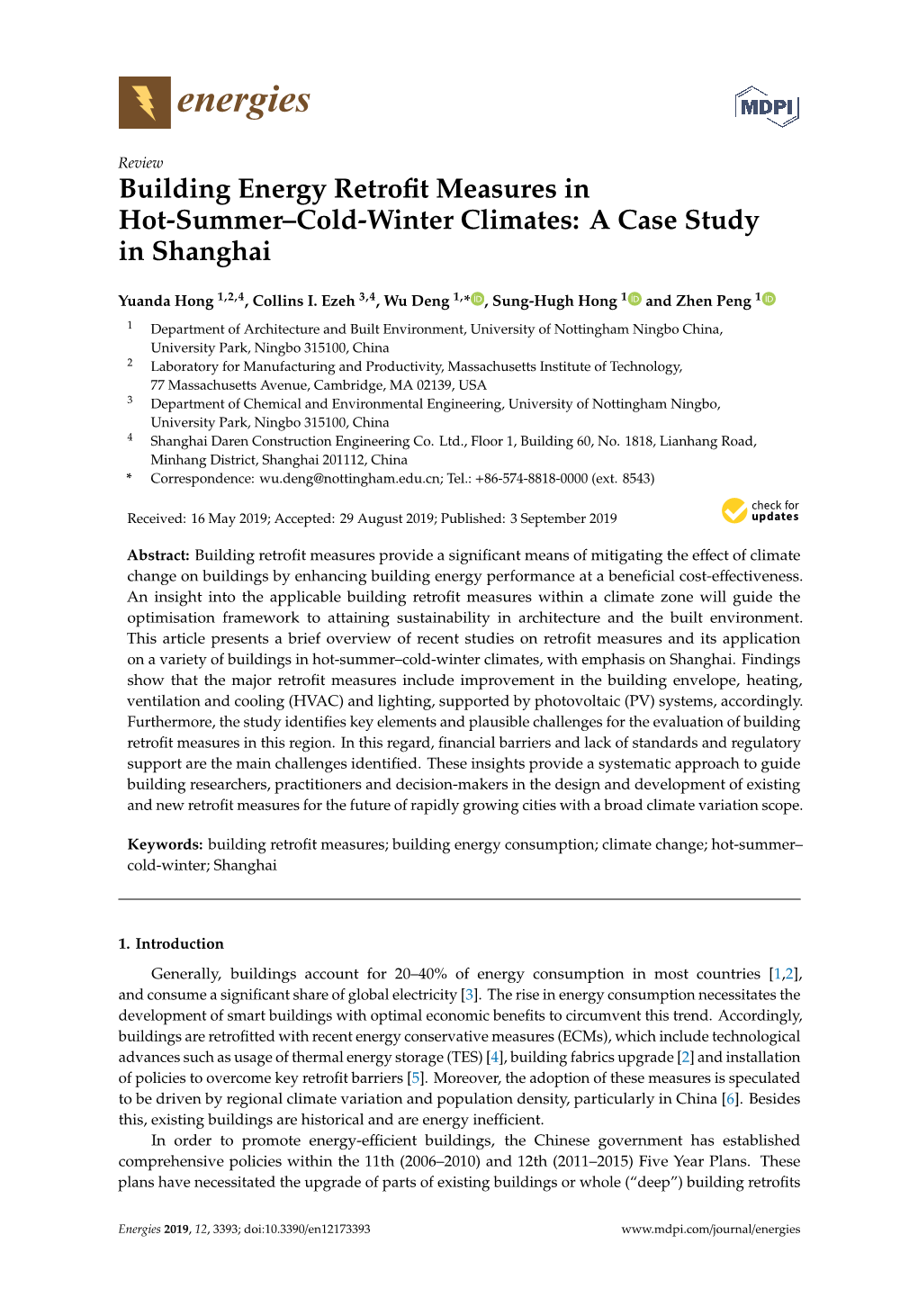 Building Energy Retrofit Measures in Hot-Summer–Cold-Winter Climates