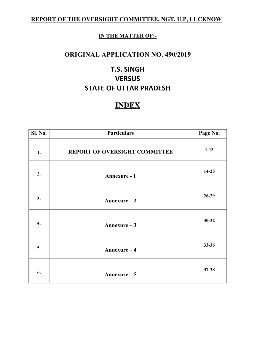 T.S. Singh Versus State of Uttar Pradesh Index