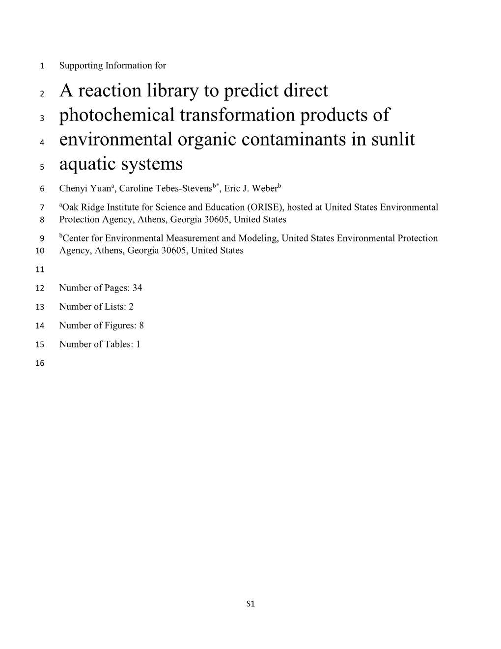 A Reaction Library to Predict Direct Photochemical Transformation Products of Environmental Organic Contaminants in Sunlit Aquat