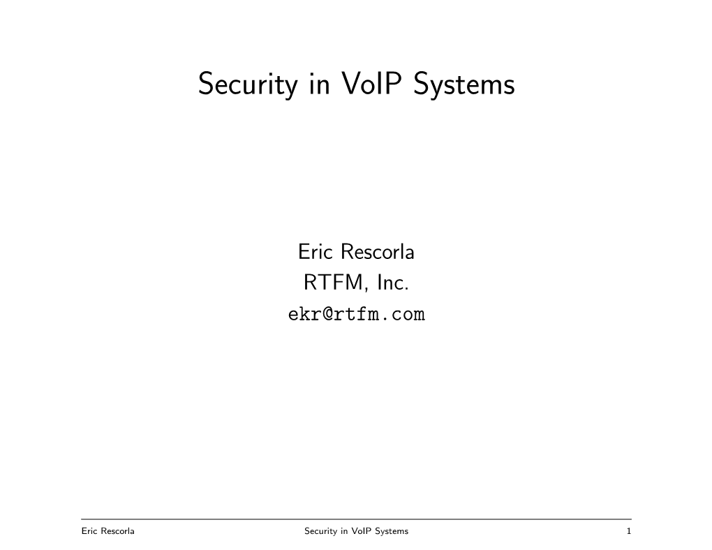 Security in Voip Systems