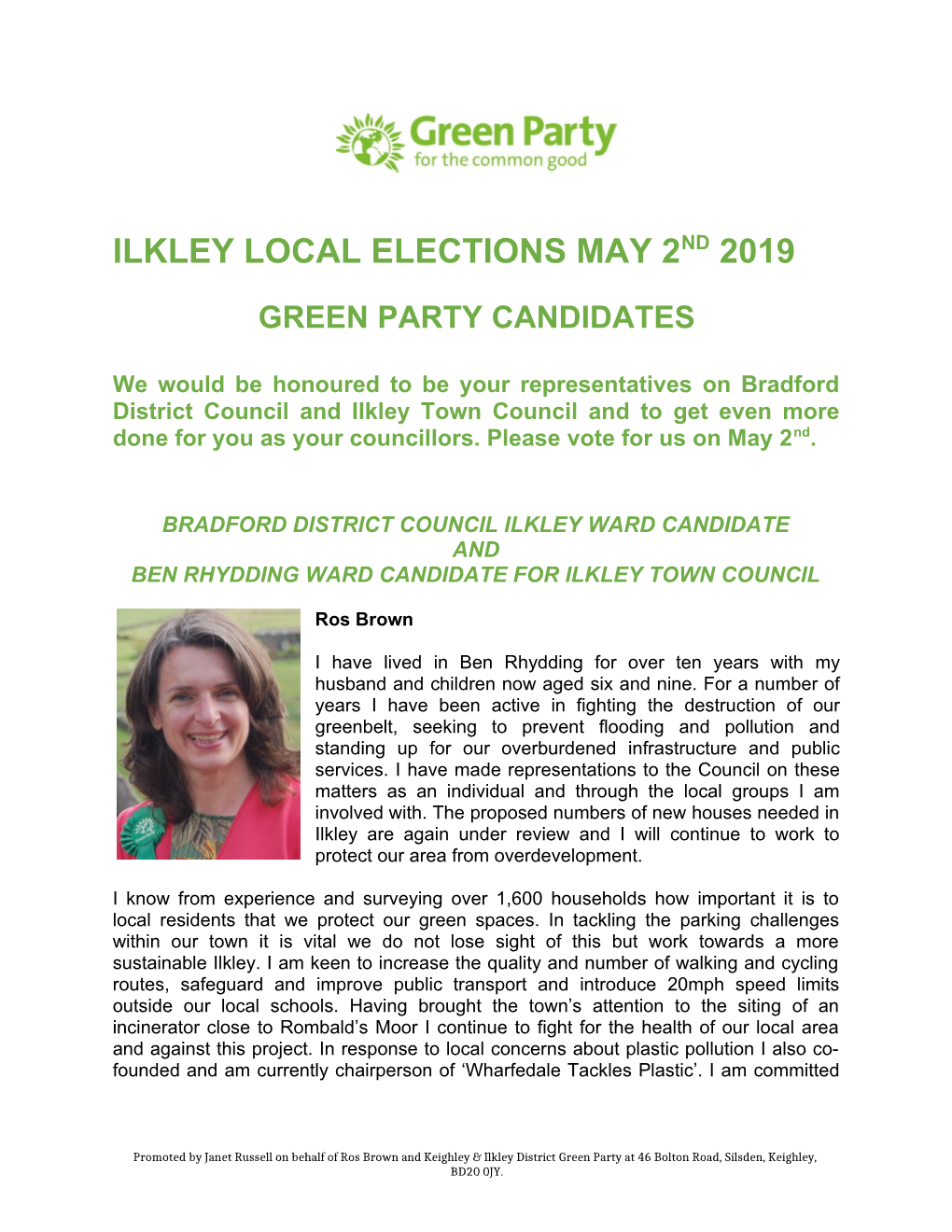 Ilkley Local Elections May 2Nd 2019