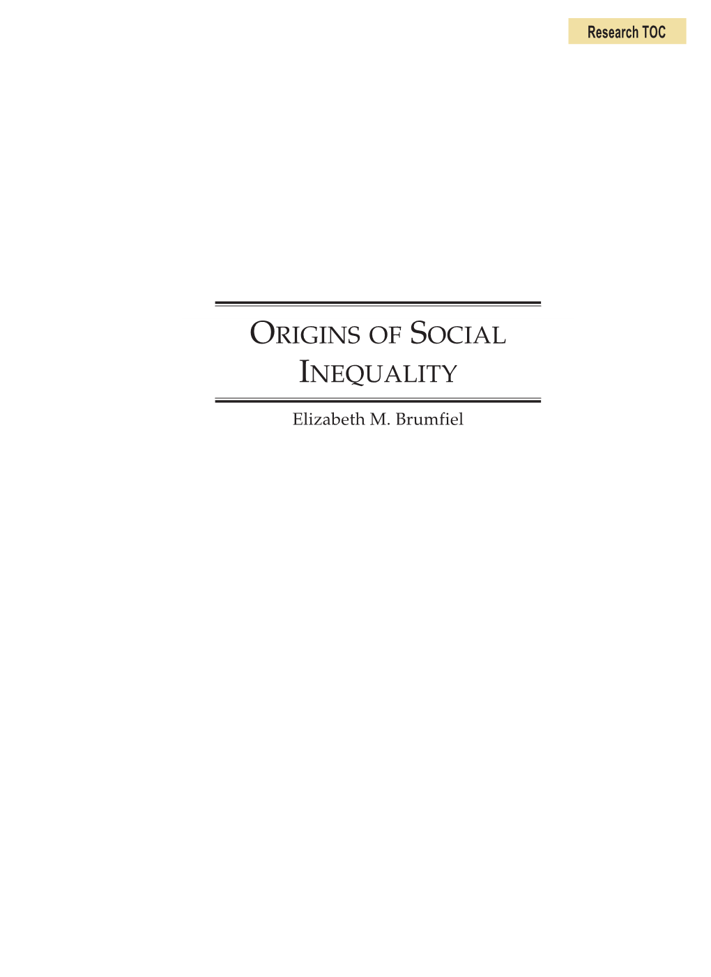Origins of Social Inequality