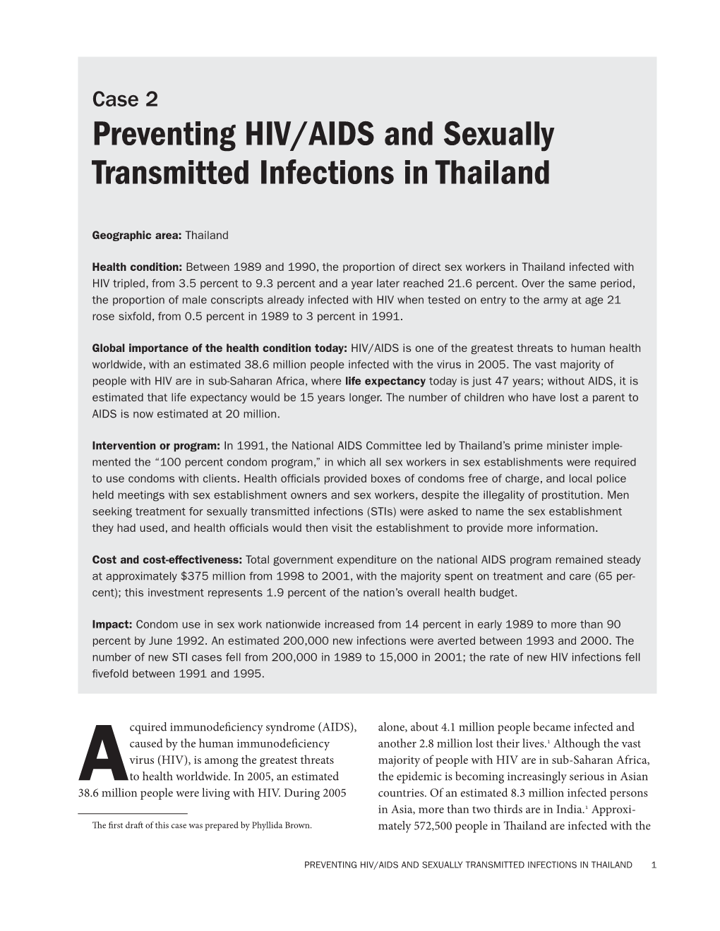 Preventing HIV/AIDS and Sexually Transmitted Infections in Thailand