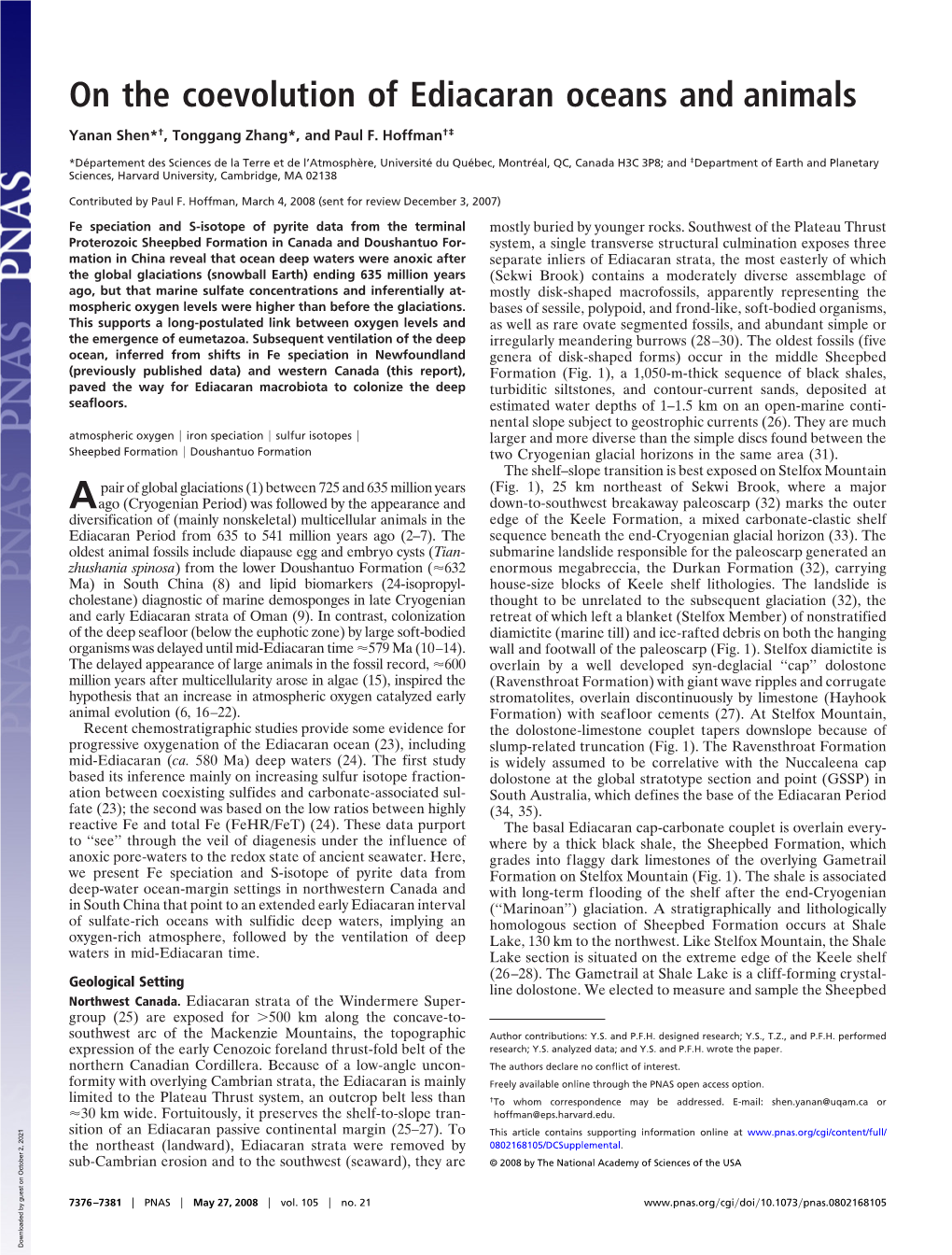 On the Coevolution of Ediacaran Oceans and Animals