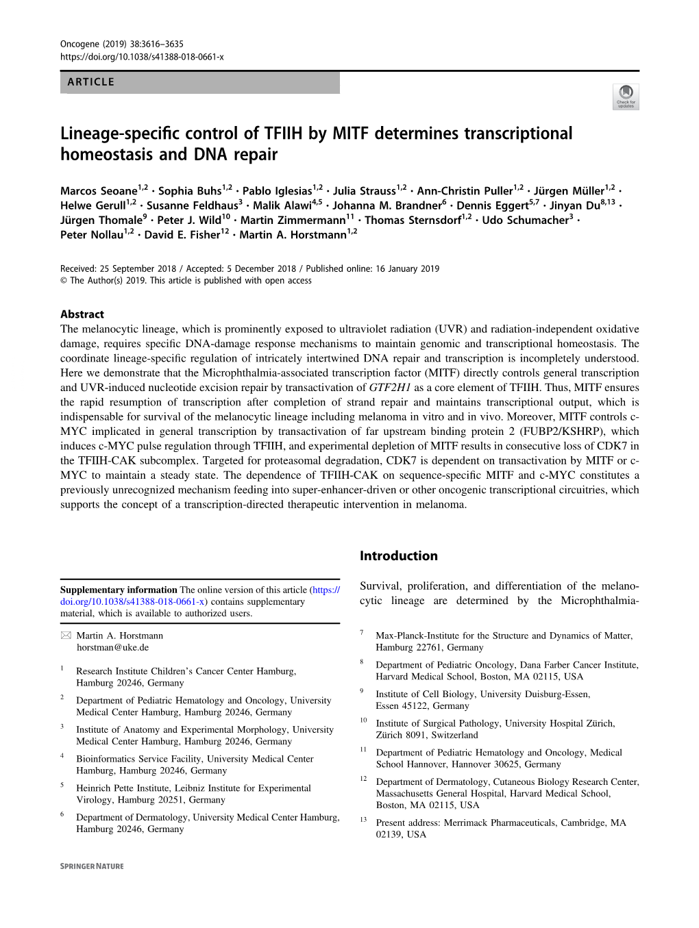 Lineage-Specific Control of TFIIH by MITF Determines Transcriptional