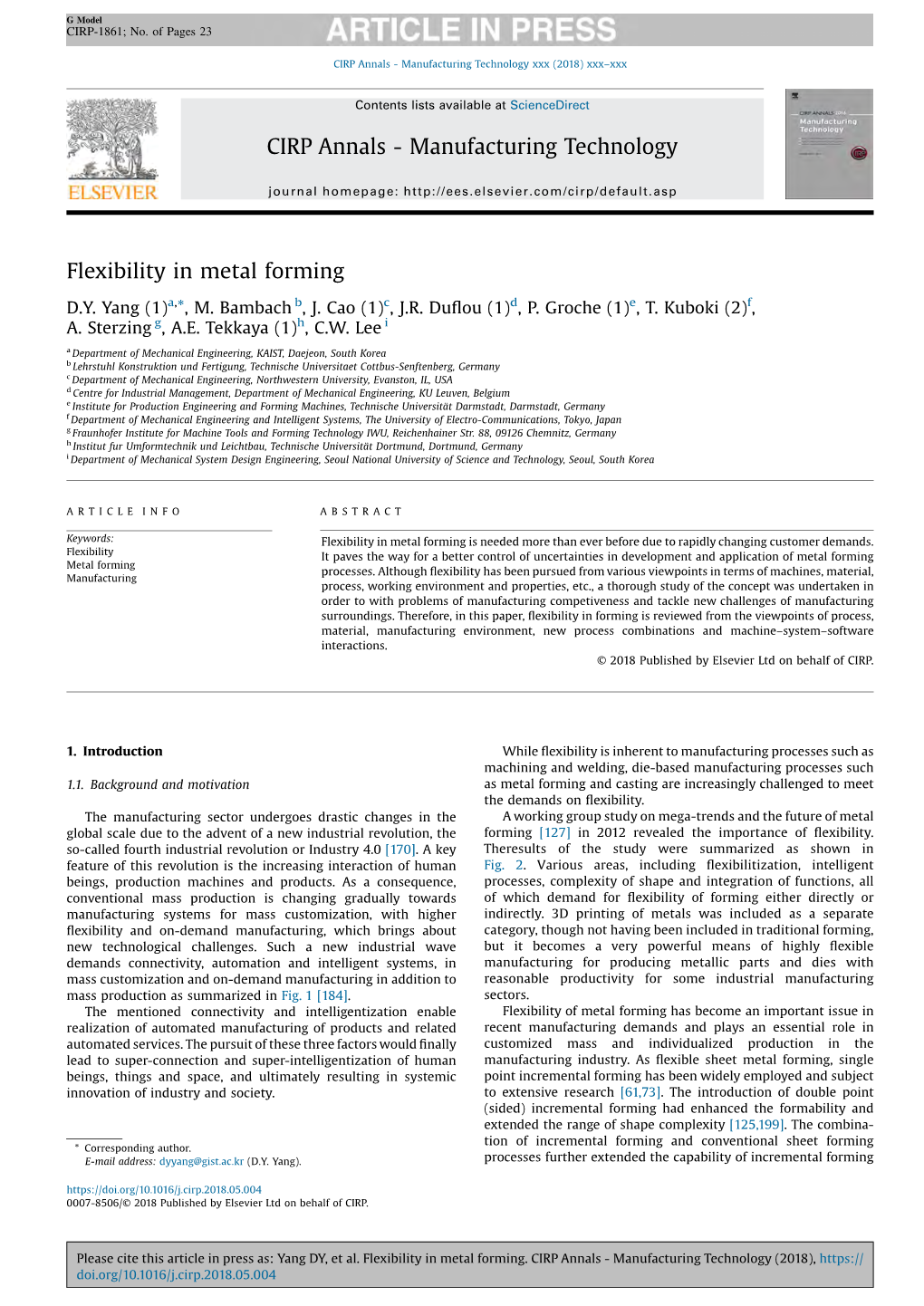 Flexibility in Metal Forming