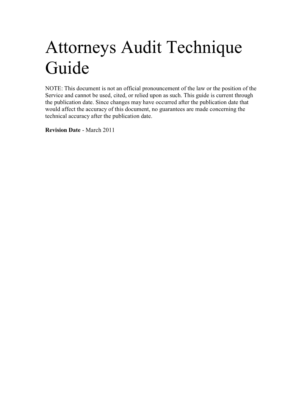 Attorneys Audit Technique Guide