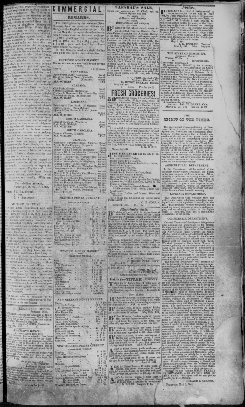 The Spirit of the Times (Pontotoc, Miss.), 1841-05-15, [P ]