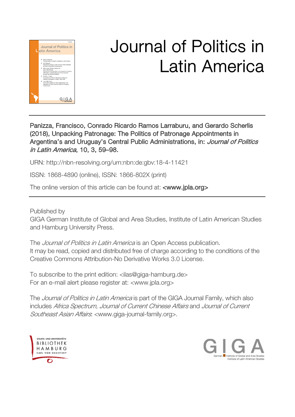Unpacking Patronage: the Politics of Patronage Appointments in Argentina's and Uruguay's Central Public Administrations