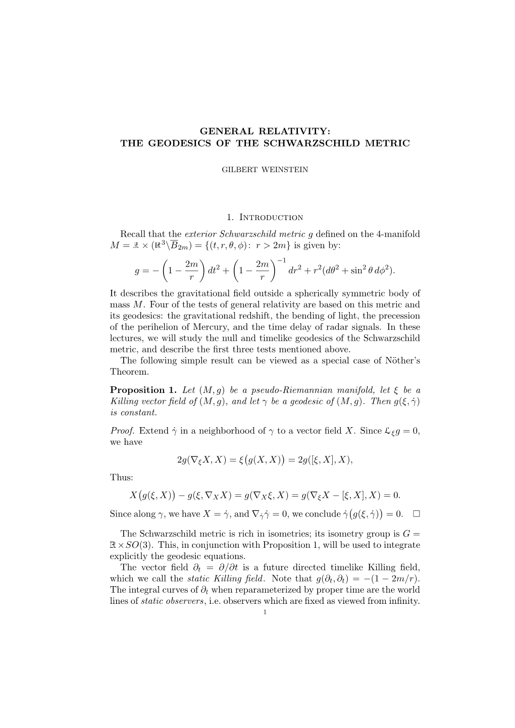 The Geodesics of Schwarzschild