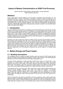 Impact of Battery Characteristics on PHEV Fuel Economy
