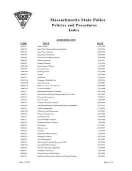 Policies and Procedures Index