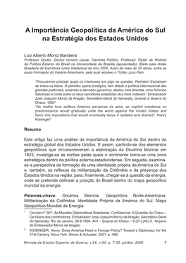 A Importância Geopolítica Da América Do Sul Na Estratégia Dos Estados Unidos