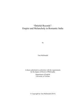 Empire and Melancholy in Romantic India