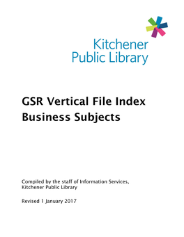 GSR Vertical File Index Business Subjects