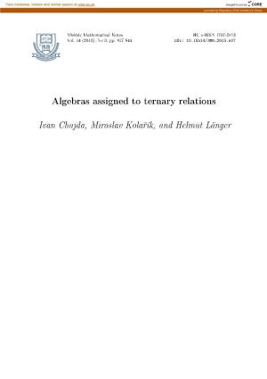 Algebras Assigned to Ternary Relations
