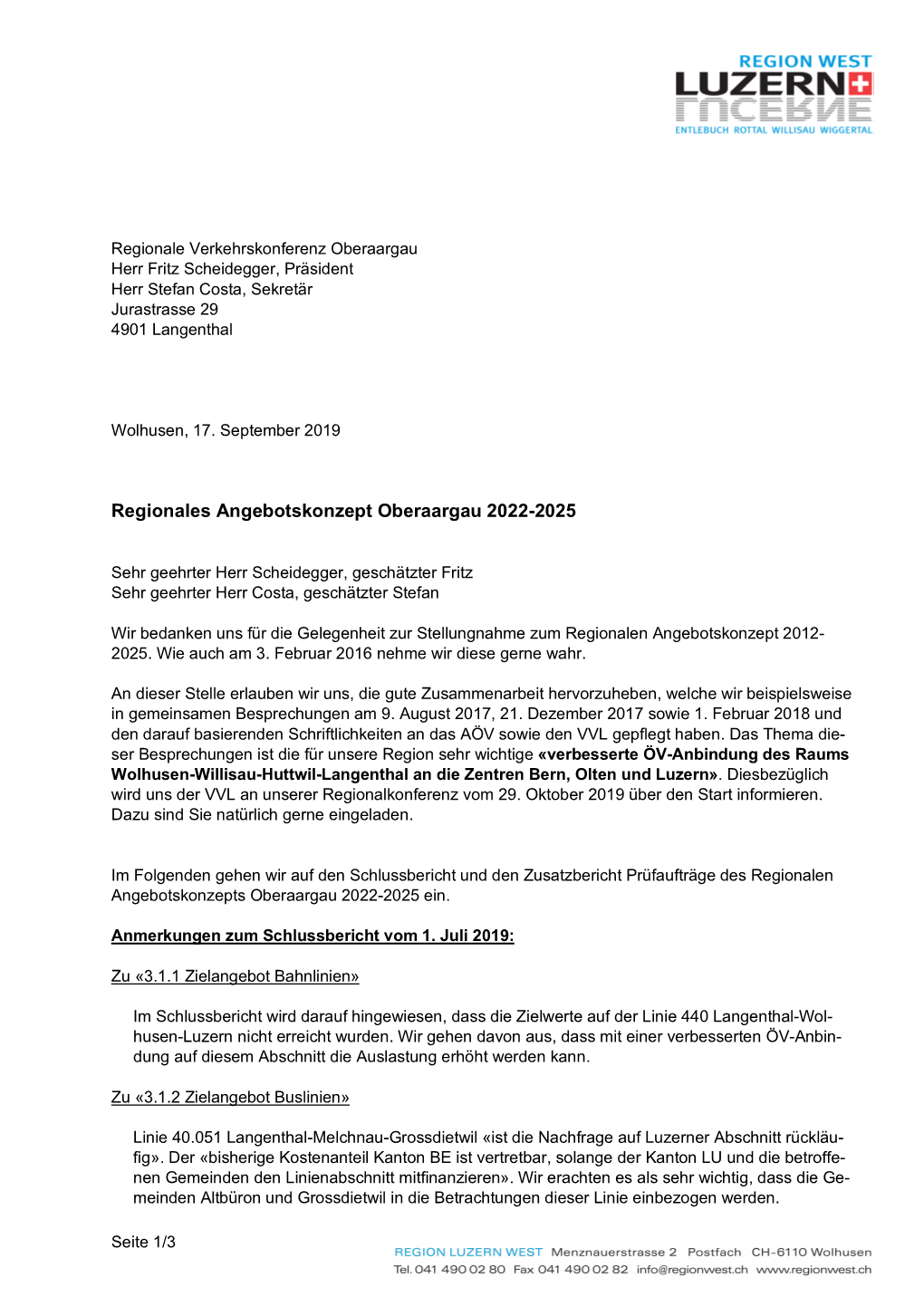 Regionales Angebotskonzept Oberaargau 2022-2025