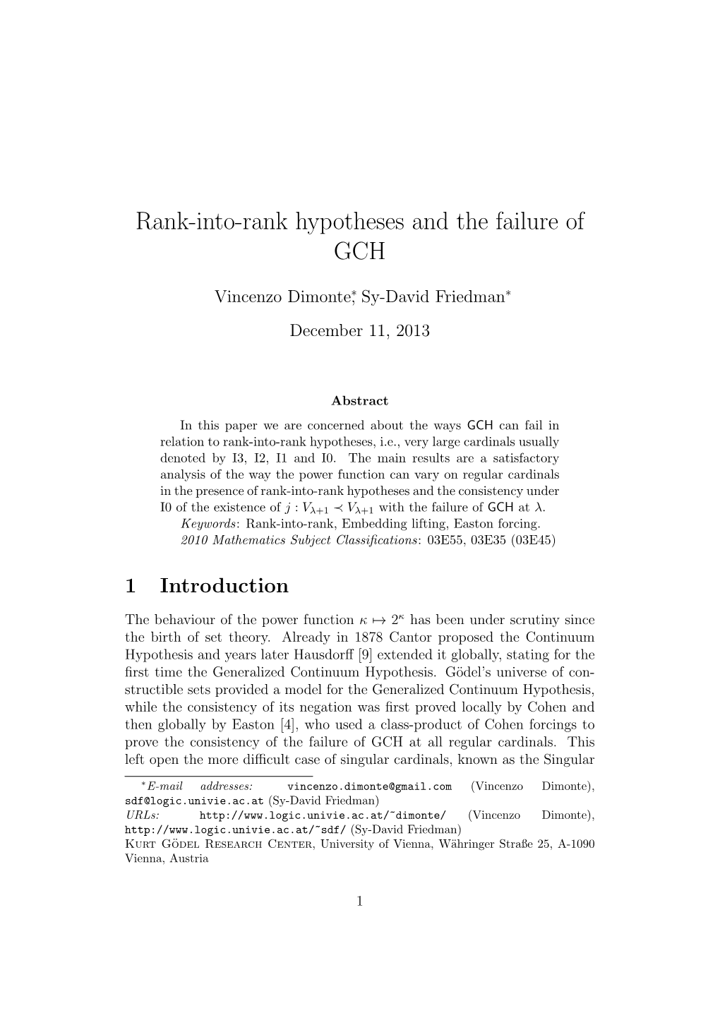 Rank-Into-Rank Hypotheses and the Failure of GCH