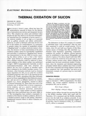Thermal Oxidation of Silicon