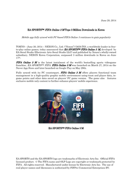 EA SPORTSTM FIFA Online 3 M Tops 3 Million Downloads in Korea