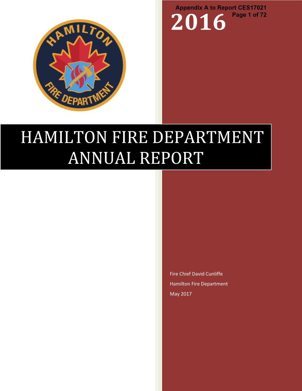 Hamilton Fire Department Annual Report