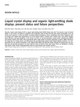 Liquid Crystal Display and Organic Light-Emitting Diode Display: Present Status and Future Perspectives