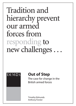 Out of Step the Case for Change in the British Armed Forces