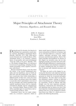 Major Principles of Attachment Theory Overview, Hypotheses, and Research Ideas