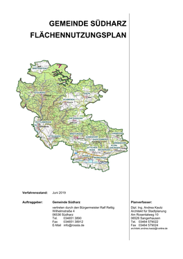 Begründung Zum Flächennutzungsplan Der Gemeinde Südharz Formeller Entwurf Juni 2019