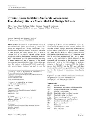 Tyrosine Kinase Inhibitors Ameliorate Autoimmune Encephalomyelitis in a Mouse Model of Multiple Sclerosis