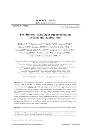 The Sunway Taihulight Supercomputer: System and Applications