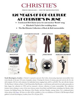 120 Years of Pop Culture at Christie's in June