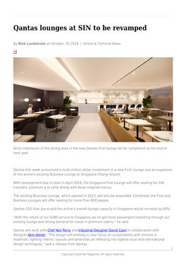 Qantas Lounges at SIN to Be Revamped