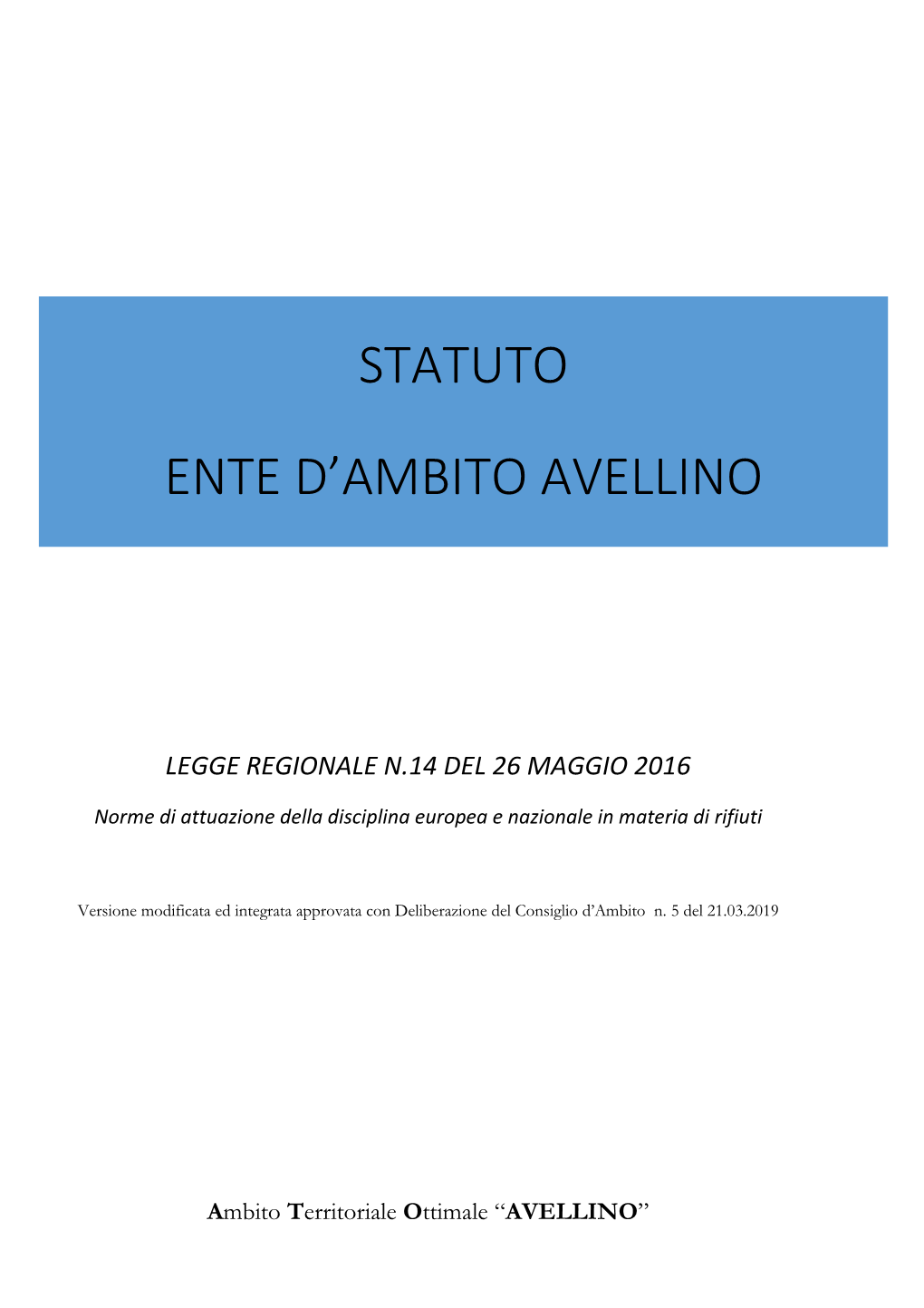 Statuto Ente D'ambito Avellino