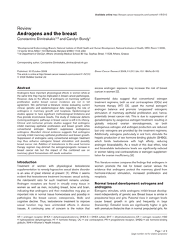 Review Androgens and the Breast Constantine Dimitrakakis1,2 and Carolyn Bondy1