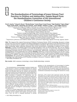 The Standardization of Terminology of Lower Urinary Tract