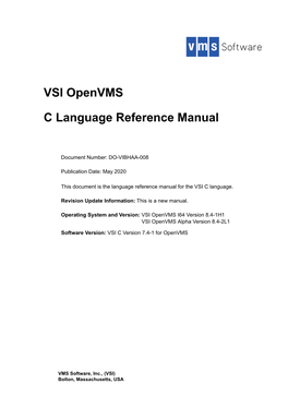 VSI Openvms C Language Reference Manual