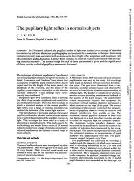 The Pupillary Light Reflex in Normal Subjects