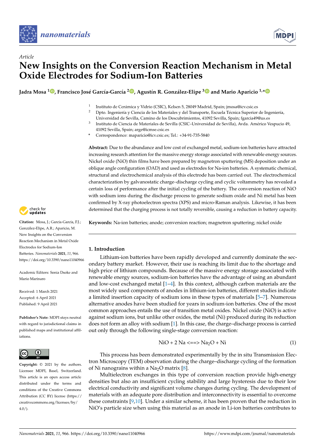 New Insights on the Conversion Reaction Mechanism in Metal Oxide Electrodes for Sodium-Ion Batteries