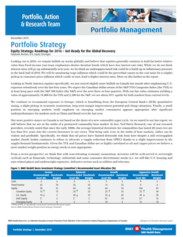 Portfolio Strategy Equity Strategy: Roadmap for 2016 – Get Ready for the Global Recovery Stéphane Rochon, CFA, Equity Strategist